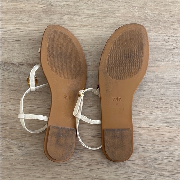 Zara Cream Metal Embellished Flat Sandals - Picture 5 of 7